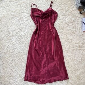 Vintage Bebe Slip Midi Dress in Burgundy with Cowl Neck